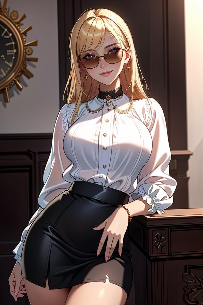 11000-856378990-((Masterpiece, best quality)),edgQuality,smirk,smug, blonde Nadia with sunglasses and a choker_edgCT, a woman in a blouse, and a.png